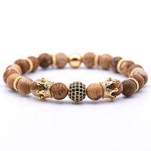 Load image into Gallery viewer, Copper Gear spacer Disco ball+crown Charms Natural stone Bracelet