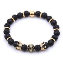 Load image into Gallery viewer, Copper Gear spacer Disco ball+crown Charms Natural stone Bracelet