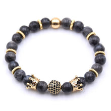 Load image into Gallery viewer, Copper Gear spacer Disco ball+crown Charms Natural stone Bracelet