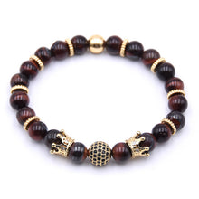 Load image into Gallery viewer, Copper Gear spacer Disco ball+crown Charms Natural stone Bracelet