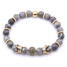 Load image into Gallery viewer, Copper Gear spacer Disco ball+crown Charms Natural stone Bracelet